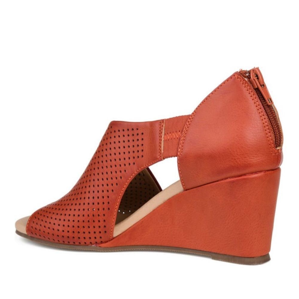 JOURNEE COLLECTION Aretha d'Orsay Wedge Sandal, Vegan Leather Rust, 9.5, NWOB - Picture 8 of 15